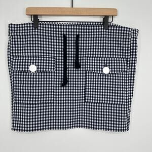 Zara Blue White Gingham Plaid Drawstring Paperbag Nautical Women Mini Skirt Med